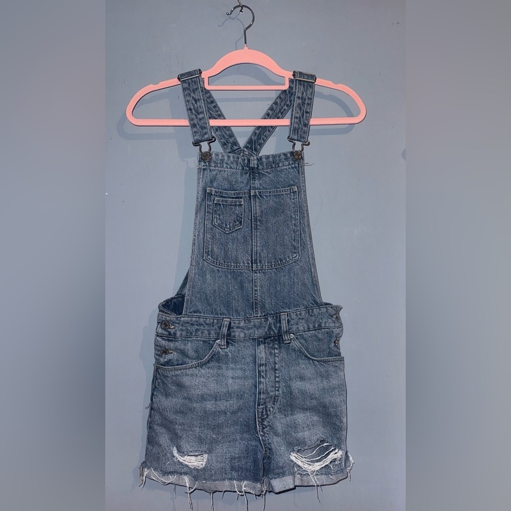 H&M Blue Denim Overall Jean Shorts